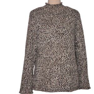 Jones New York Salt and Pepper Cotton  Blend Knit Sweater Size L